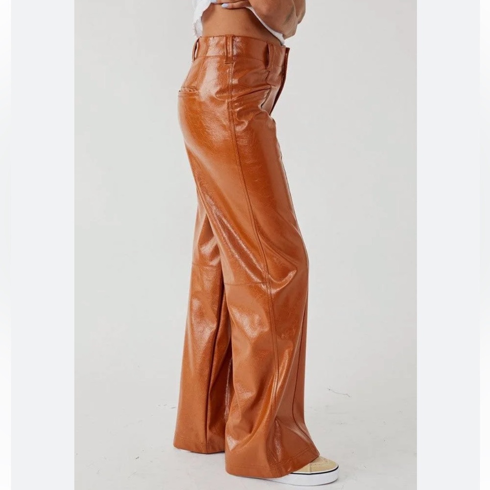 Free People Faux Leather Vegan Leather ‘Star Crossed Lovers’ Wide Leg Pant